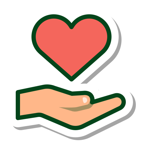 Cartoon hand holding love heart